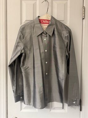 Dkny Metallic Gray Long-Sleeve Dress Shirt